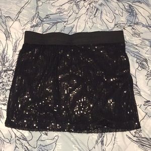 Wet Seal Black Sparkly Mini Skirt